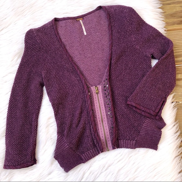 Free People Sweaters - Free People Long Sleeve Purple Cropped Sweater